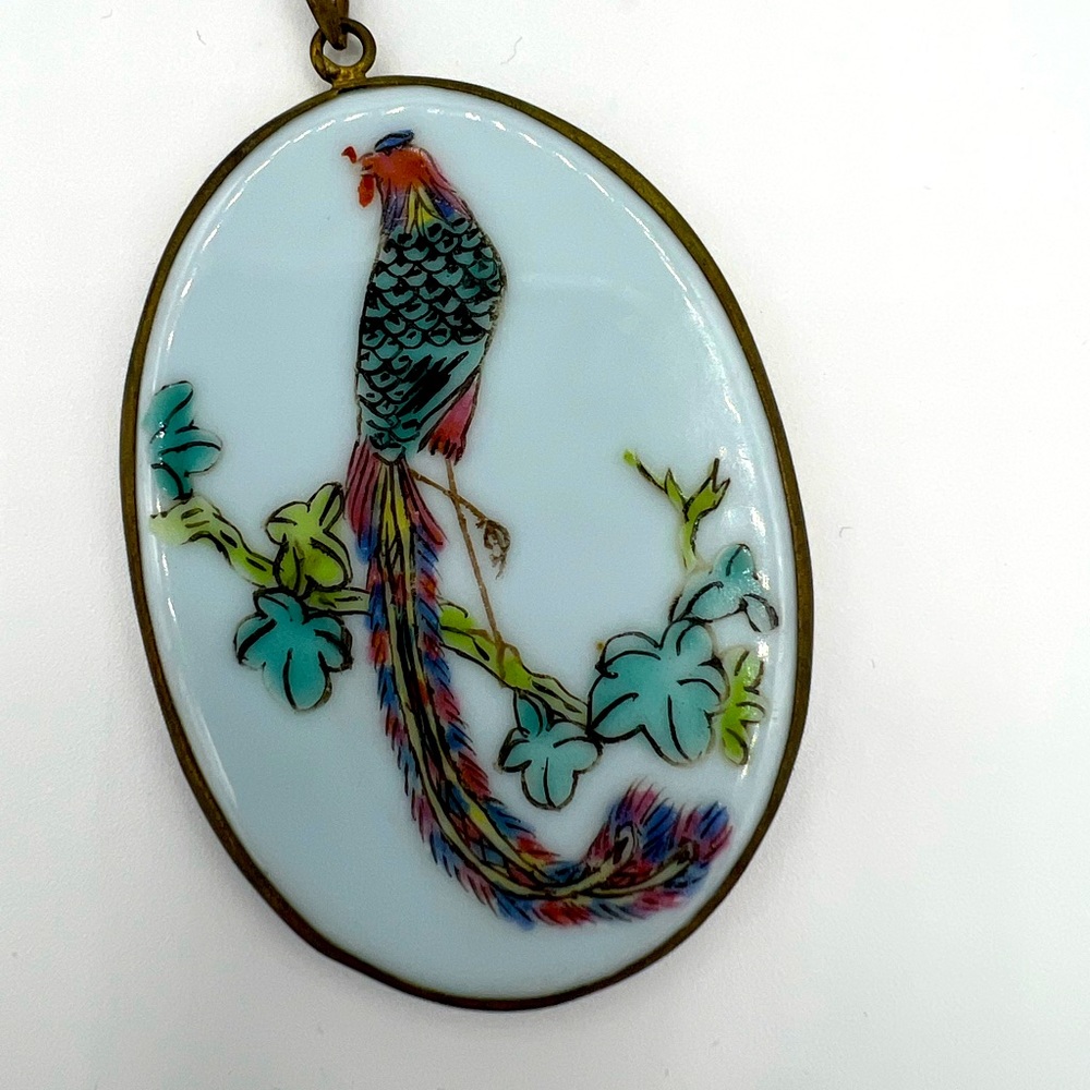 Vintage Chinese Hand Painted Porcelain Pendant